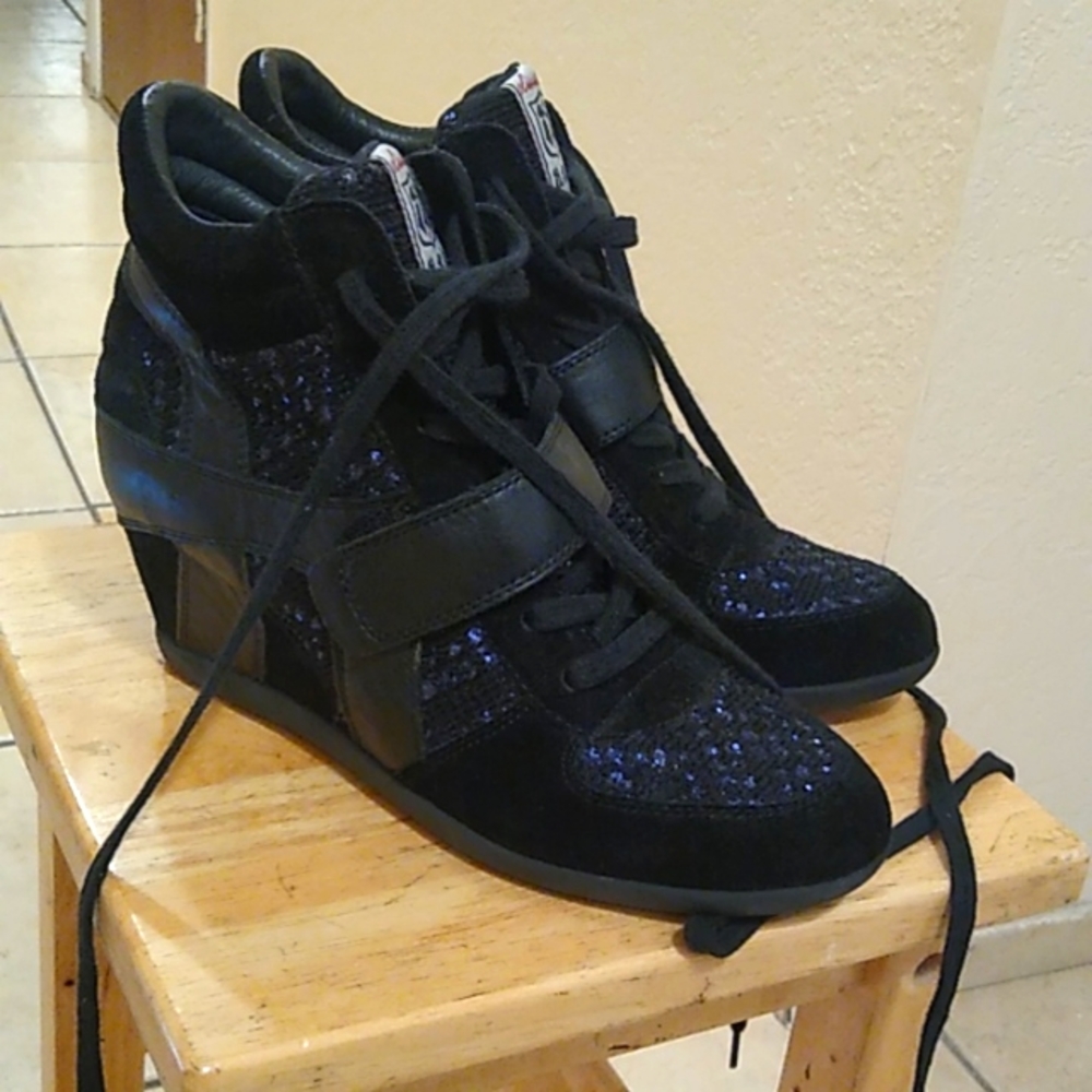 Limited by Ash Black Sneaker Wedges